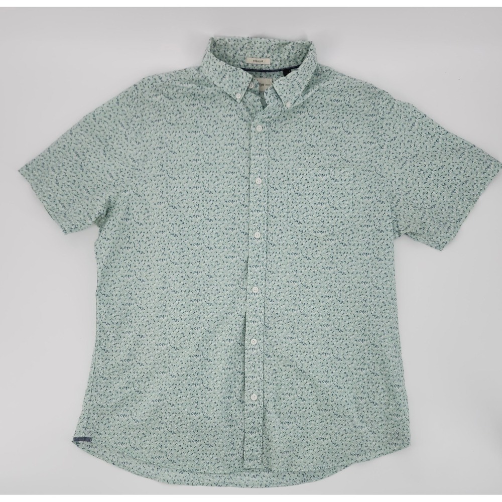 Hawker Rye Mens Large Regular Fit Stretch Short Sleeve Button Down Shirt Green